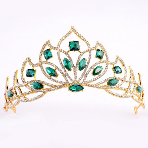 Princess Vintage Crystal Handmade Tiaras | Bridelily - green - tiaras