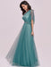 Prom Dress Cyan Blue Polyester One-Shoulder A-Line Sleeveless Backless Maxi Party Dresses