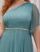 Prom Dress Cyan Blue Polyester One-Shoulder A-Line Sleeveless Backless Maxi Party Dresses
