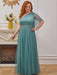 Prom Dress Cyan Blue Polyester One-Shoulder A-Line Sleeveless Backless Maxi Party Dresses