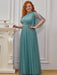Prom Dress Cyan Blue Polyester One-Shoulder A-Line Sleeveless Backless Maxi Party Dresses