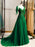 Prom Dress Deep Green Lace V-Neck A-Line Sleeveless Beaded Lace-up Maxi Party Dresses