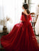 Prom Dress Illusion Neckline A Line Half Sleeves Lace Floor Length Tulle Party Dresses