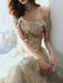 Prom Dress Mint Green Off The Shoulder A-Line Short Sleeves Lace-up Sequins Long Party Dresses
