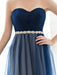 Prom Dress Strapless Dark Navy Sweetheart Neckline Long Party Dresses Beaded Sash Pleated Tulle Floor Length Evening Dress