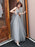 Prom Dress V Neck A Line Sleeveless Floor Length Wedding Guest Dresses