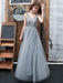 Prom Dress V Neck A Line Sleeveless Floor Length Wedding Guest Dresses