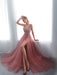 Prom Dresses Cameo Pinkv Neck Beading A Line Formal Evening Dress With Train(APP ExclusivePrice  $149.99)