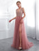 Prom Dresses Cameo Pinkv Neck Beading A Line Formal Evening Dress With Train(APP ExclusivePrice  $149.99)