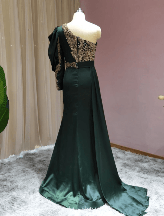 Prom dresses dark green Long Evening dresses with sleeves - Prom Dresses