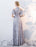 Prom Dresses Long Light Grey Cold Shoulder Evening Dress Lace Stand Collar Floor Length Formal Dress