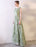 Prom Dresses Long Sage Green Embossment Fabric Texture Sleeveless A Line Floor Length With Sash Wedding Guest Dress
