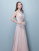 Prom Dresses Long Soft Pink Satin Evening Dress Halter Beading Pleated Floor Length Formal Party Dress