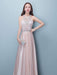 Prom Dresses Long Soft Pink Satin Evening Dress Halter Beading Pleated Floor Length Formal Party Dress