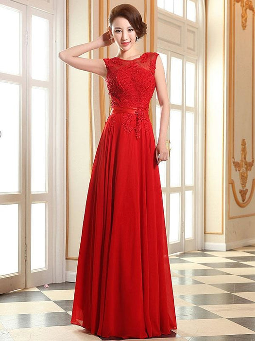Prom Dresses Soft Pink Lace Applique Evening Dresses Chiffon Sleeveless Sash Floor Length Formal Gowns(APP ExclusivePrice  $98.99)