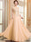 Prom Dresses Soft Pink Lace Applique Evening Dresses Chiffon Sleeveless Sash Floor Length Formal Gowns(APP ExclusivePrice  $98.99)