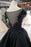 Puffy Cap Sleeves Black Long Prom with Appliques Charming Beading Formal Dress - Prom Dresses