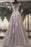 Puffy Cap Sleeves Tulle Prom Dress with Lace Appliques A Line Long Formal Dresses - Prom Dresses