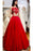 Puffy Floor Length Red Prom with Appliques Long Satin Evening Dress - Prom Dresses