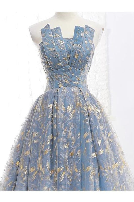 Puffy Gold Lace Quinceanera Cute Long Prom Dresses Cheap - Bridelily Puffy Gold Lace Quinceanera Cute Long Prom Dresses Cheap - Bridelily