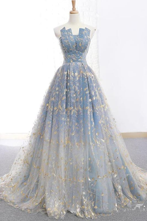 Puffy Gold Lace Quinceanera Cute Long Prom Dresses Cheap - Bridelily Puffy Gold Lace Quinceanera Cute Long Prom Dresses Cheap - Bridelily