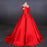 Puffy Off the Shoulder Red Satin Prom A Line Party Dress with Belt - Prom Dresses