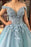 Puffy Off the Shoulder Tulle Floor Length Prom Flowers Party Dress with Beads - Prom Dresses