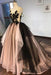 Puffy Sleeveless Tulle Prom Dress Train V Neck Long Formal Dresses with Appliques - Prom Dresses