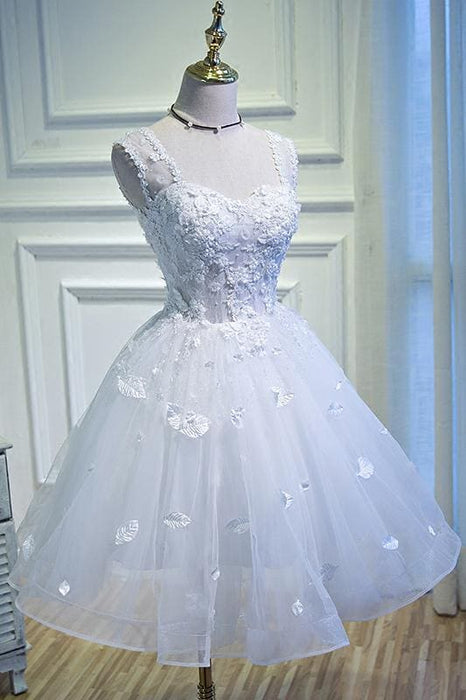 Puffy White Cute Short Formal Dresses For Juniors Cheap - Bridelily Puffy White Cute Short Formal Dresses For Juniors Cheap - Bridelily