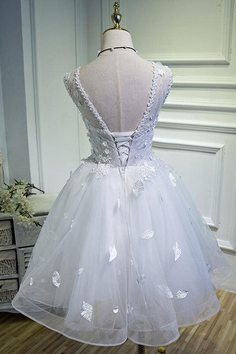 Puffy White Cute Short Formal Dresses For Juniors Cheap - Bridelily Puffy White Cute Short Formal Dresses For Juniors Cheap - Bridelily