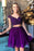 Purple Beaded Bodice Cap Sleeves Dresses Two Piece Lace Homecoming Dress - Prom Dresses