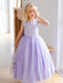 Flower Girl Dresses Purple Jewel Neck Sleeveless Polyester Tulle Beaded Kids Social Party Dresses