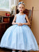 Flower Girl Dresses Purple Jewel Neck Sleeveless Polyester Tulle Beaded Kids Social Party Dresses