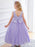 Flower Girl Dresses Purple Jewel Neck Sleeveless Polyester Tulle Beaded Kids Social Party Dresses