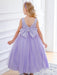 Flower Girl Dresses Purple Jewel Neck Sleeveless Polyester Tulle Beaded Kids Social Party Dresses