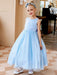 Flower Girl Dresses Purple Jewel Neck Sleeveless Polyester Tulle Beaded Kids Social Party Dresses