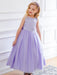 Flower Girl Dresses Purple Jewel Neck Sleeveless Polyester Tulle Beaded Kids Social Party Dresses