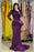Purple Long Sleeves Mermaid Prom Gown with Soft Floral Lace Appliques - Prom Dresses