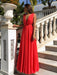 Red A Line V Neck Floor Length Pleated Chiffon Long Prom Dresses, V Neck Red Formal Dresses, Evening Dresses