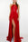Red Backless Prom Dresses Side Slit Long Party Dress with Lace - Prom Dresses