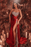 Red Beads Long Evening Dress Side Split Prom Dress - Prom Dresses