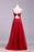 Red Floor Length Chiffon Prom with Crystals A Line Pleated Evening Dress - Prom Dresses