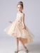 Flower Girl Dresses Jewel Neck Lace Sleeveless Knee-Length A-Line Bows Red Kids Social Party Dresses