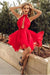 Red High Neck Sleeveless Homecoming A Line Chiffon Short Prom Dresses - Prom Dresses