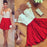 Red Lace Short Sleeve Homecoming Dress Cheap Cocktail Party Dresses - Prom Dresses