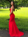 Red Mermaid Backless Long Prom Dresses, Mermaid Red Formal Dresses, Red Evening Dresses