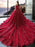 Red Princess Wedding Dresses Tulle Half Sleeves Bridal Gown Applique Evening Party Dresses