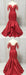 Red Satin Round Neck Long Mermaid Lace Prom Dress With Long Sleeve - Prom Dresses