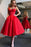 Red Straps Tea Length Satin Homecoming A Line Sleeveless Graduation Dresses - Prom Dresses