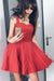 Red Straps Tulle Sweet 16 Dresses A Line Cute Sleeveless Mini Homecoming Dress - Prom Dresses